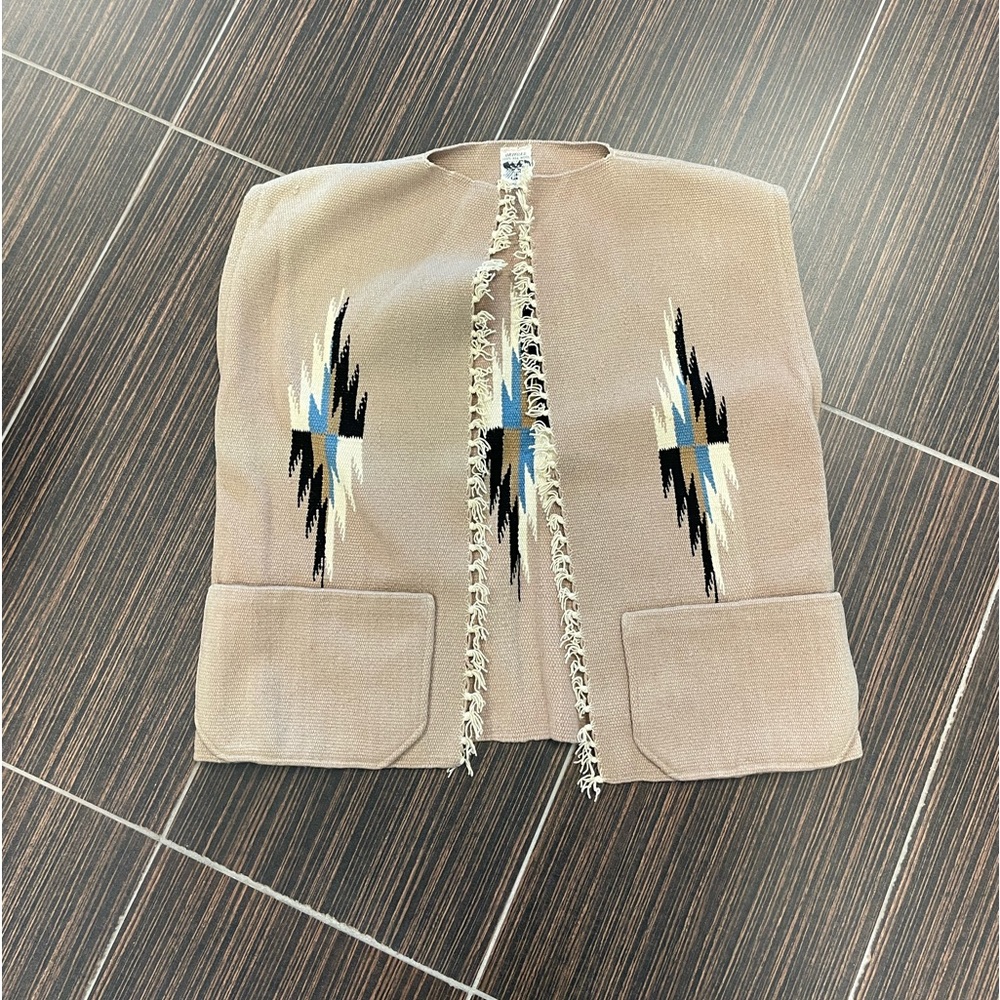 Vintage Ortega’s Chimayo NM Poncho Aztec Vest 100% Wool